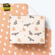 Halloween Wrapping Paper Cute Ghost Gift Wrap Pumpkin Cat Bat Trick or Treat Gif