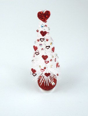 #ad WMH Dollhouse Miniature Valentine Bottlebrush Tree White Red Hearts 3 3 4quot; $7.50