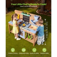 Mud Kitchen, Outdoor Mud Kitchen for Kids, Wood Outdoor Play Kitchens wit