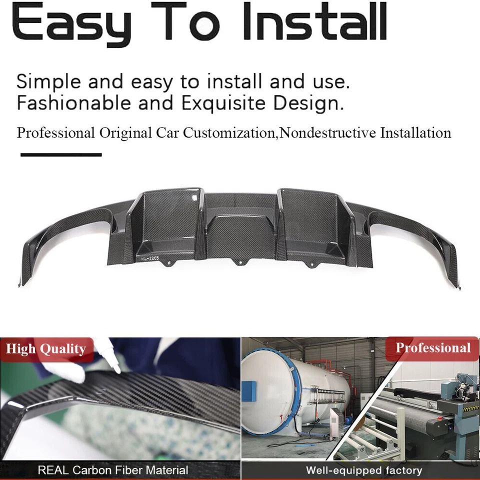 Подходит для Audi S4 B8 седан 2008-2012 реальный углерод задний бампер кромка диффузор спойлер - Изображение 2 из 4