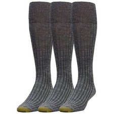 Men's Windsor Wool Over-The-Calf Dress Socks 3-Pairs Charcoal Large