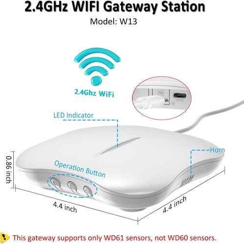 METAK Wifi Water Leak Detector with App Notification 1 Gateway + 5 WD61 Sensors - Picture 9 of 10