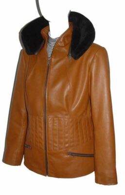 M Size Brown 4031 Best Cool Motorcycle Leather Jackets Womens Stylish Soft Lamb
