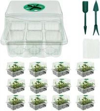 6-Pack Seed Starter Trays Kit, 72-Cell Seed Starting Trays with Elevated Clear L