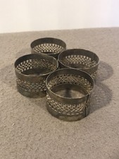 Set of 4 Elegant Vintage Silver Plated Lattice Designed Napkin Rings