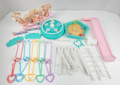 Vintage Tyco Quints Playground Parts 5 Blonde Dolls Incomplete Sandbox Seesaw