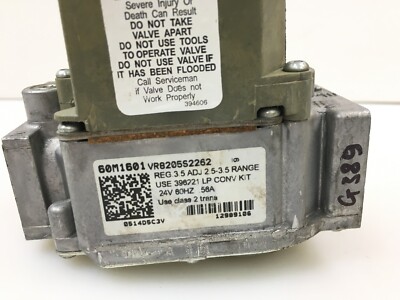 Honeywell VR8205S2262 Lennox 60M1601 Furnace Gas Valve used #G389