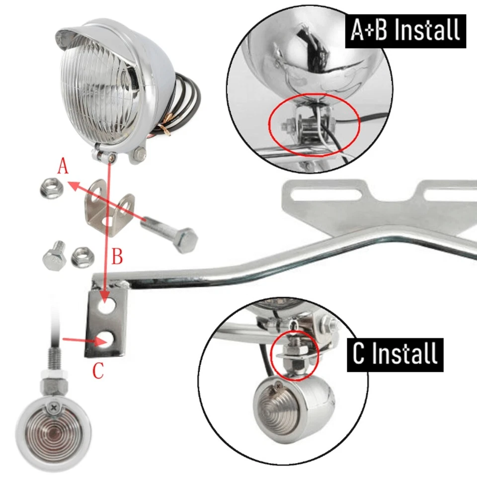 Motorcycle Passing Turn Signals Lamp Driving Fog Spot Light Bar Kit For Harley - Image 4 of 4