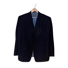 Bachrach Men Jacket Blazer Traditional 3 Button Wool Cashmere Sport Coat Blue 44