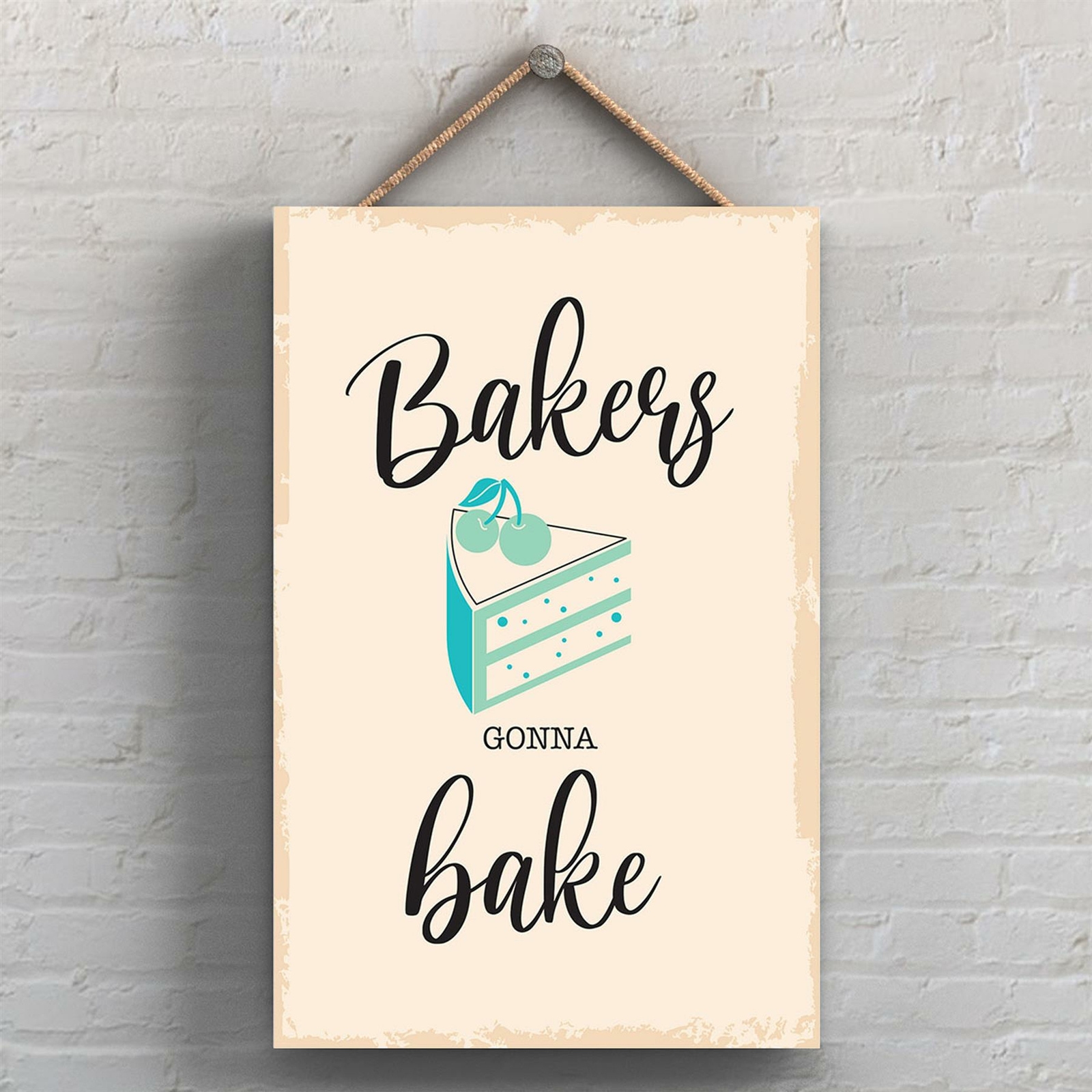 BAKERS GONNA BAKE MINIMALISTIC ILLUSTRATION KITCHEN THEMED ARTWORK PLAQUE
