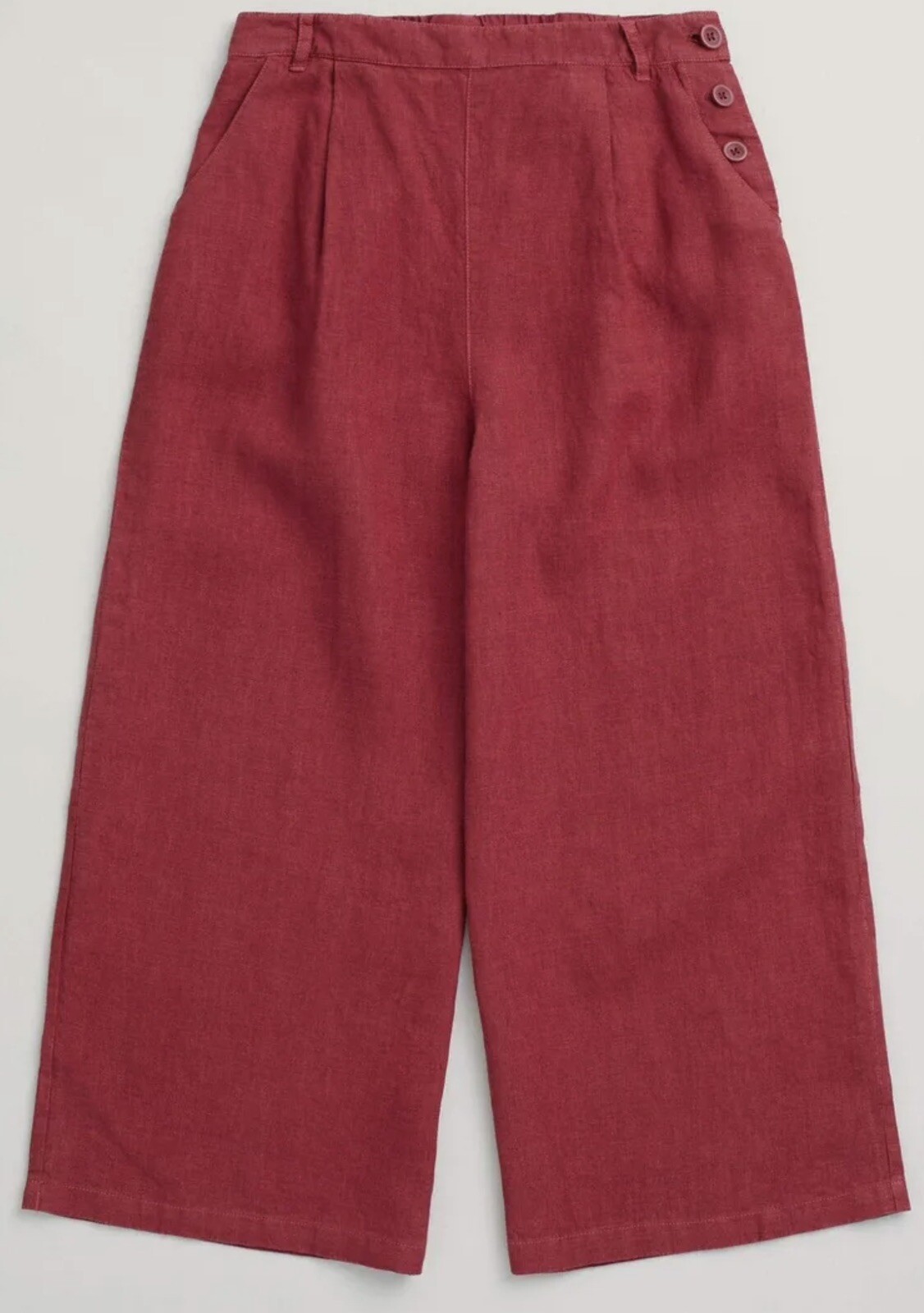 Seasalt Spring Tide Wide Leg Trousers Culottes Red Linen Size 10 New