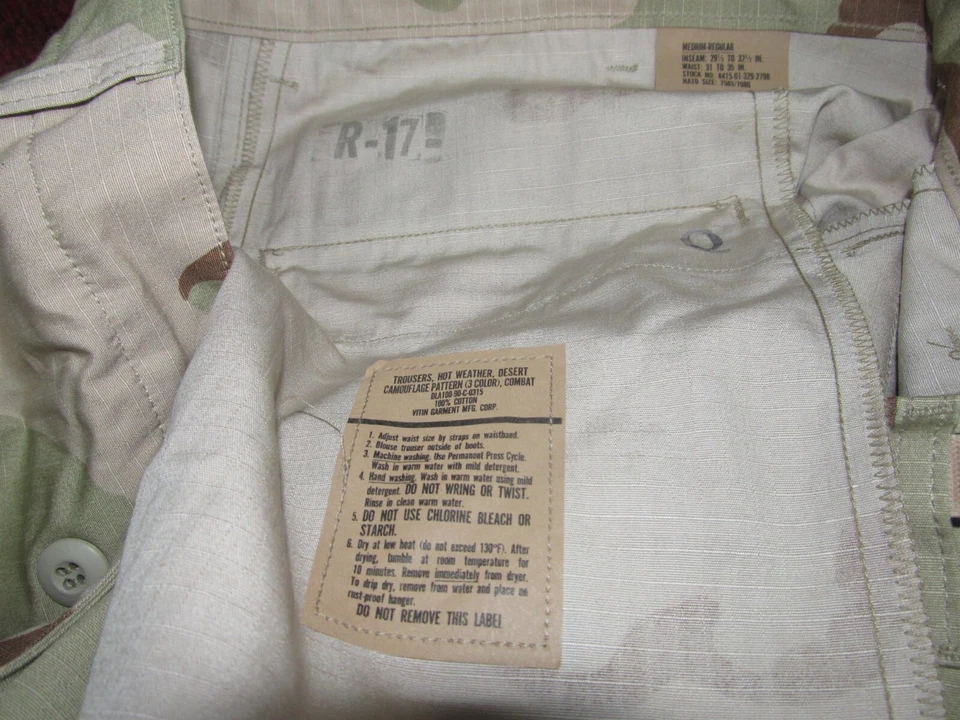 ARMY 3 COLOR DESERT PANTS DCU ISSUE UNIFORM RIPSTOP SUMMER WEIGHT SM MED NEW - Image 3 of 3
