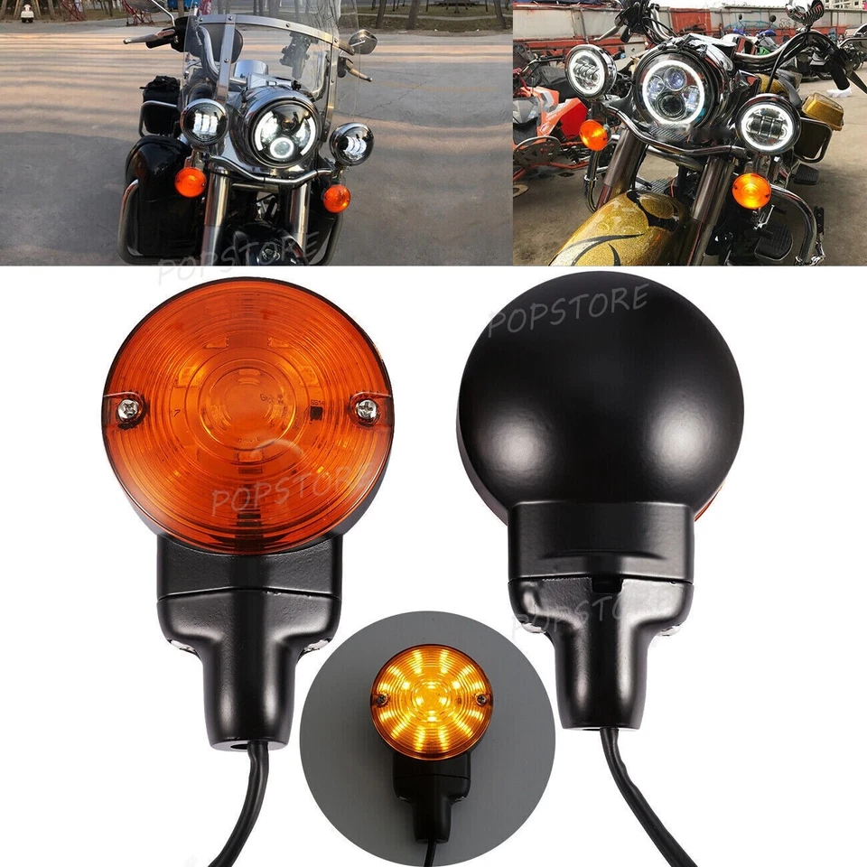 Front Flat Turn Signal Lights For Harley Heritage Softail Classic FLSTC 1999-17 - Imagem 2 de 4