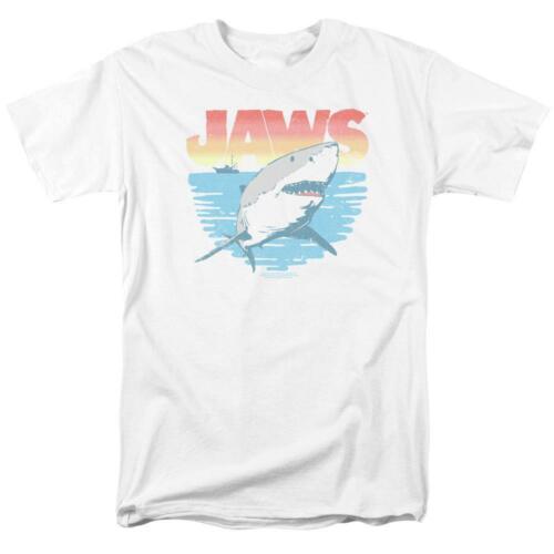 Jaws T-shirt Amity Island men's classic fit cotton white graphic tee UNI1090 - Afbeelding 1 van 8
