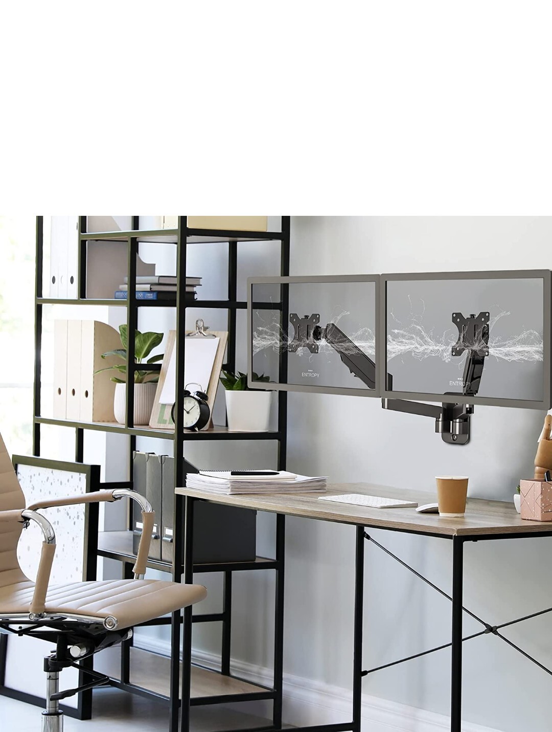 UPGRAVITY Dual Monitor Wall Mount Monitor Wall Arm for 17-32 inch Flat/Curved...