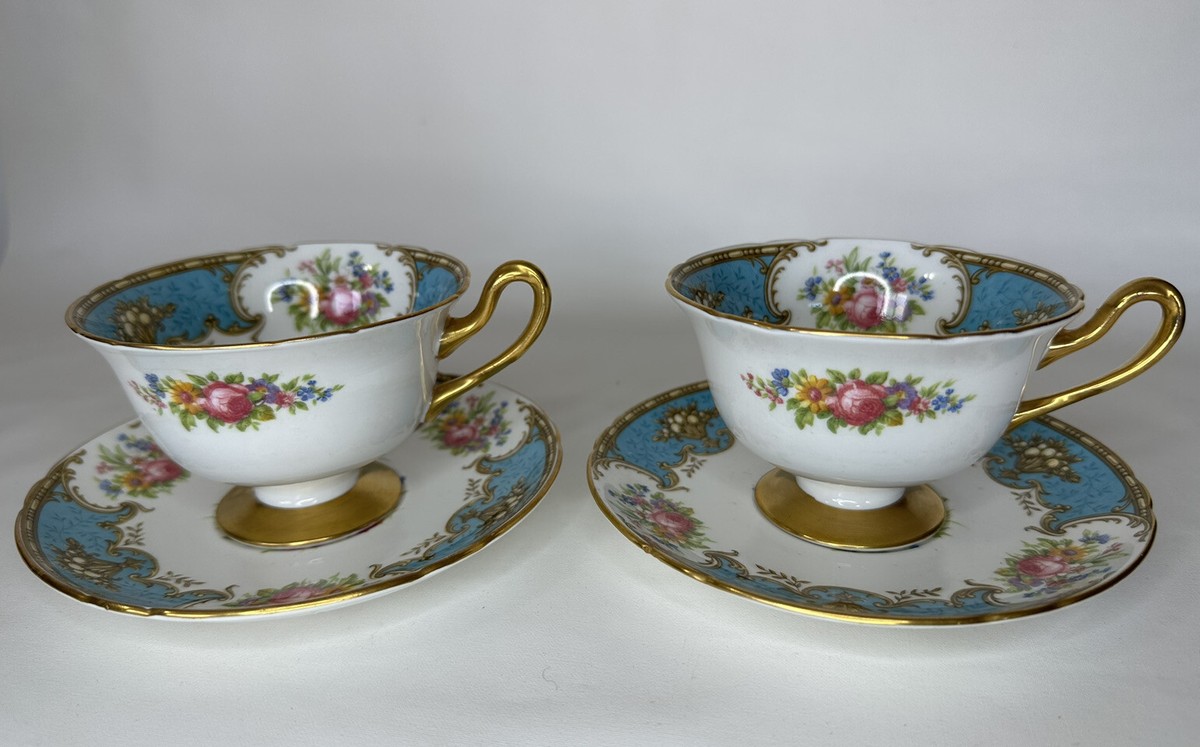 #未使用Spodc #ENGLAND #BONECHINA#Y2962 Shelley Vintage Bone China Blue Floral Duchess Teacup & Saucer