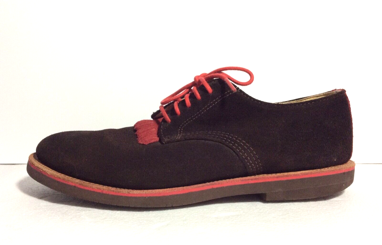 SAOLA Scarpe Walk Over Derby stringate uomo 9 5 marroni pelle scamosciata rossa made in USA