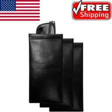 3 Pack Lleather Soft Sunglasses Case Squeeze Top Portable Eyeglasses Pouch.