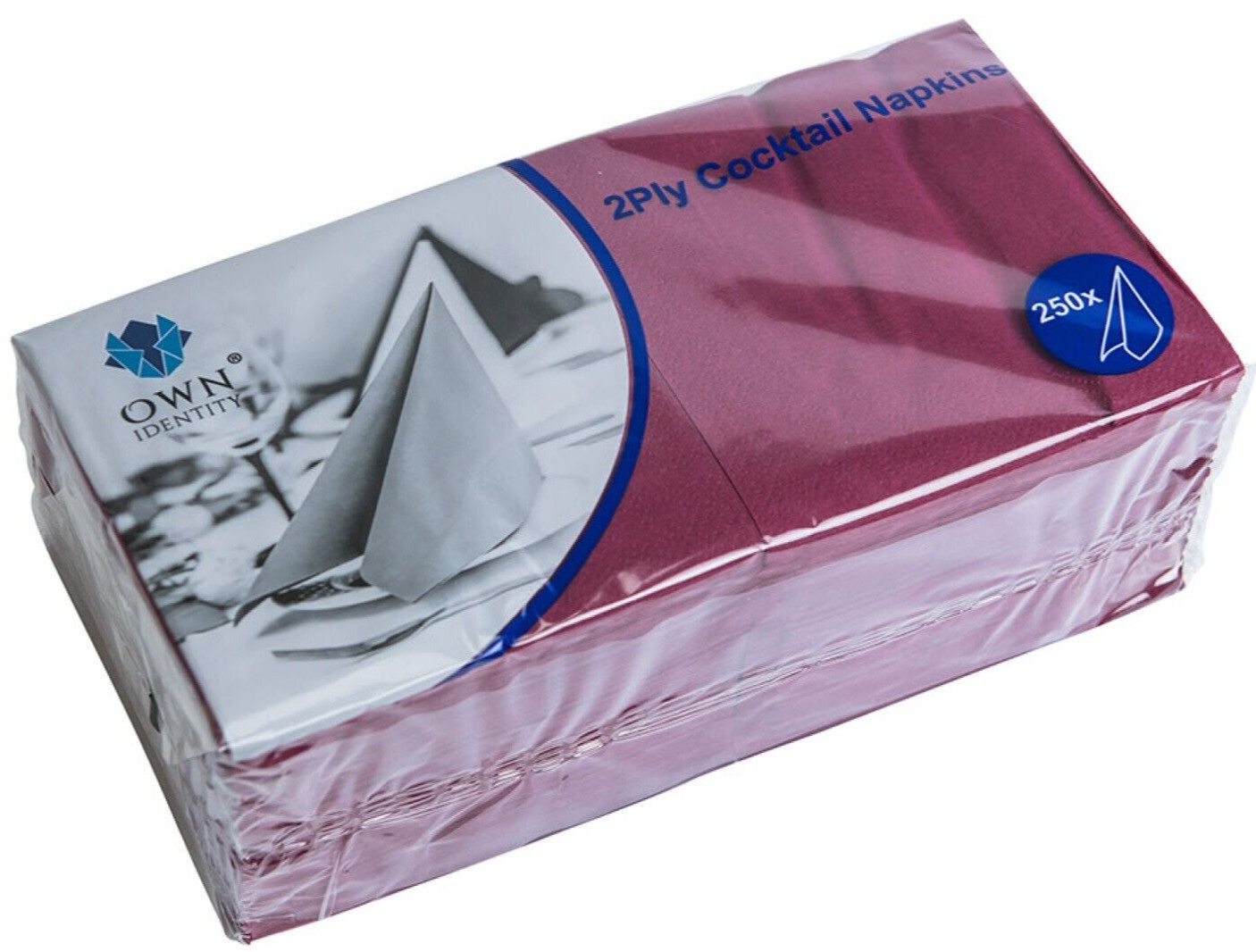 Cocktail Napkins Burgundy 250 x 2Ply 24cm Bar Serviettes Party Fit Bar Caddies