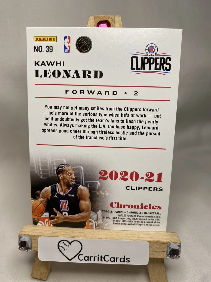 KAWHI LEONARD 2020-21 Panini Chronicles #39 GREEN FOIL Los Angeles Clippers - Image 4 of 4