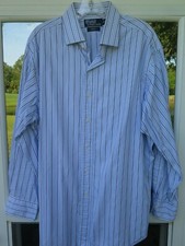 Polo Ralph Lauren Cotton Blue Striped Classic Fit Regent Dress Shirt 17x32/33 XL