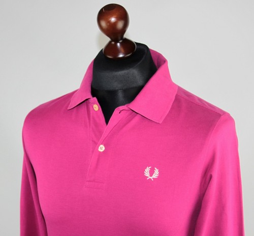 Camisa fucsia para hombre Fred Perry manga larga talla S algodón - Imagen 3 de 6
