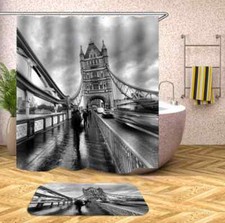 The Long Bridge Are Houses3D Shower Curtain Polyester Bathroom Decor Waterproof