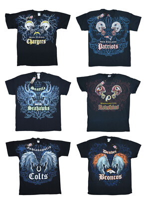 NFL Team Apparel Liquid Blue Face Off Crew Neck Men's T-Shirt