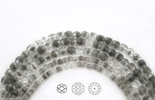 Czech Fire Polished Round Faceted Glass Beads in Crystal Grey Givre 2-tone