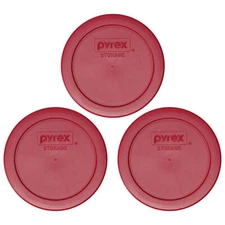 Pyrex 7200-PC 2-Cup Sangria Red Food Storage Replacement Lids (3-Pack)