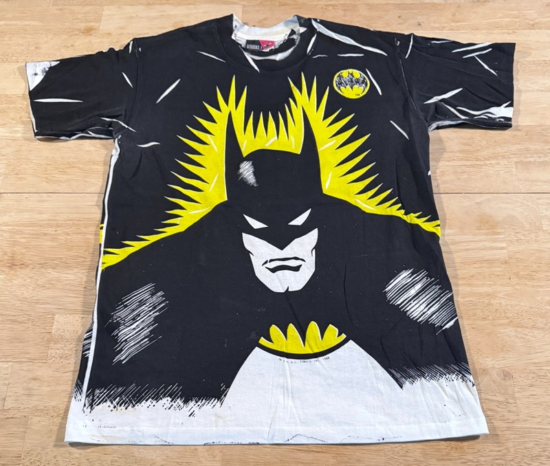 Vintage 1988 Batman Shirt L AOP DC Comics Dark Knight Rare Grail