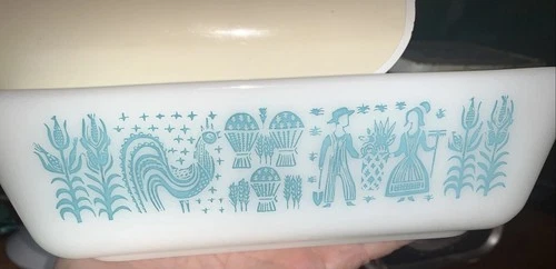 Vtg Pyrex 0503 Amish Butterprint Ovenware Dish 1-1/2 Qt & Ribbed 503C Lid USA