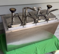 Vtg Soda Fountain 4-Dispenser Ice Cream Syrup Pump Rail-Stainless Steel-VG Cond