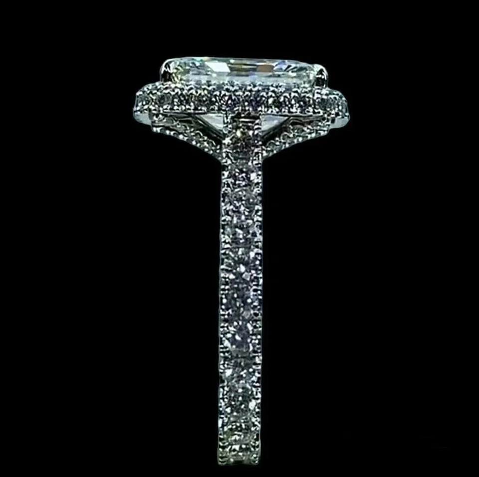 Anillo de plata de ley 925 con diamantes blancos F corte radiante natural certificado de 3 quilates VS1 Foto 3 de 4