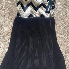SIZE 5 My Michelle Black Gold Sequin Chevron Dress Sleeveless Party Cocktail NWT