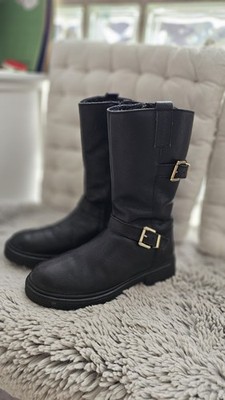 Neuw. Friboo Lederstiefel Stiefel Winterstiefel Leder Schwarz Gold 35 Boots 