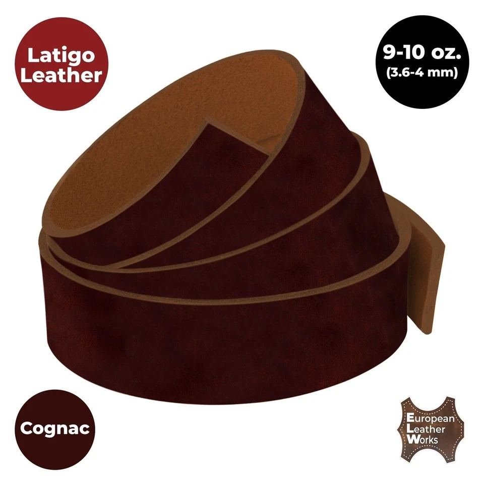 ELW 9-10 oz (3.6-4mm) Latigo Leather Straps Belt Grade 50" Cowhide Strips - Image 4 of 4