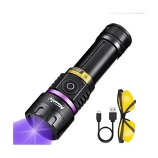 ALONEFIRE SV115 365nm UV Flashlight 30W Powerful Blacklight USB C Rechargeabl...