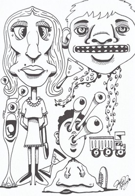 Weird Ink Sketches #44 - 10x7'' Original Hand-Drawn Caricatures & Surrealism Art