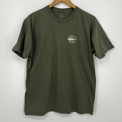 O'Neill T-Shirt Men's Size XL Green Fish Beach Double Sided Logo Short Sleeve
