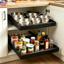 Expandable Pull Out Cabinet Organizer,2 Pack, No Drill Adhesive Drawers12-20inch