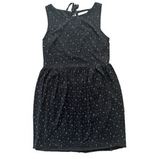 Ann Taylor LOFT Black Dotted Sleeveless Midi Knee Length Stretchy Dress size M