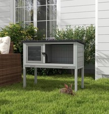 Hasenstall Holz Grau Kaninchenkäfig auf Füßen Kleintierstall