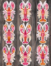 Pink and Orange Lobster Cut Vinyl Stickers Set Scrapbooking Laptop Waterbottle