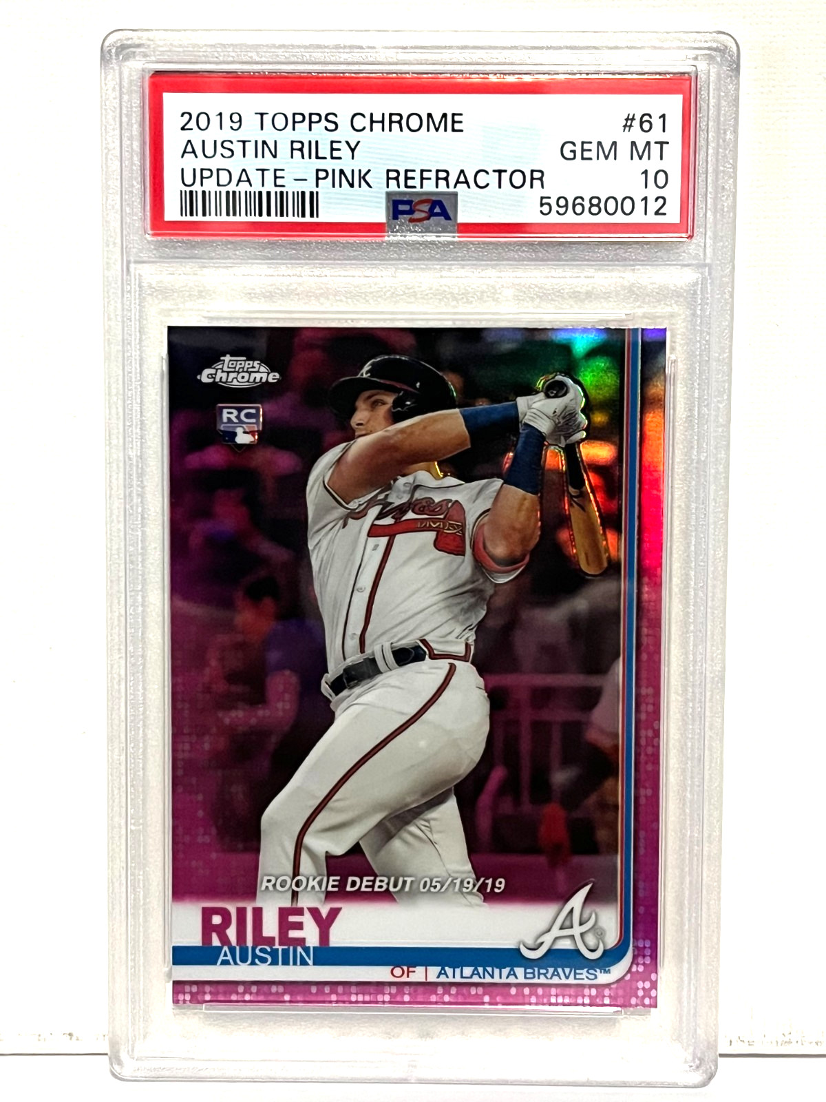 2019 Topps Chrome AUSTIN RILEY ROOKIE PSA 10 Gem Mint Pink Refractor RC BRAVES