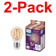 PHILIPS 2-Pack 40W Equiv. A15 Smart Wi-Fi LED Light Bulb WiZ Bluetooth Alexa Dim