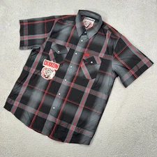 Dixxon Shirt Mens Large Black Gray Plaid Button Up Moxie Up Bamboo Blend NEW