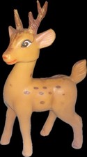 RARE Vintage Soft Rubber Swivel Head Christmas Reindeer Brown Spots US25
