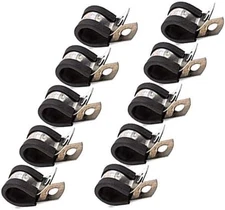 Fuel Line Tubing Mounting Clamps Stainless Steel Rubber Cushioned Clamp 10 pcs