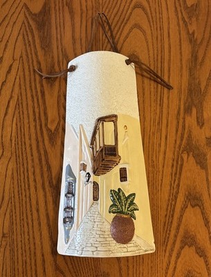 Signed Hilda Alicia 3D Hand Painted Mediterranean Style Wall Art Hanging